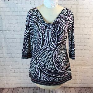 WHBM White House Black Burgundy Cowl Neck Tunic Top Medium